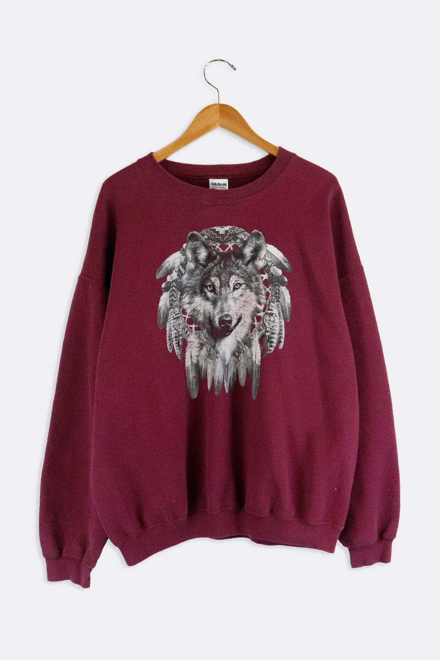 Vintage Wolf Dream Catcher Nature Graphic Sweatshirt Sz XL