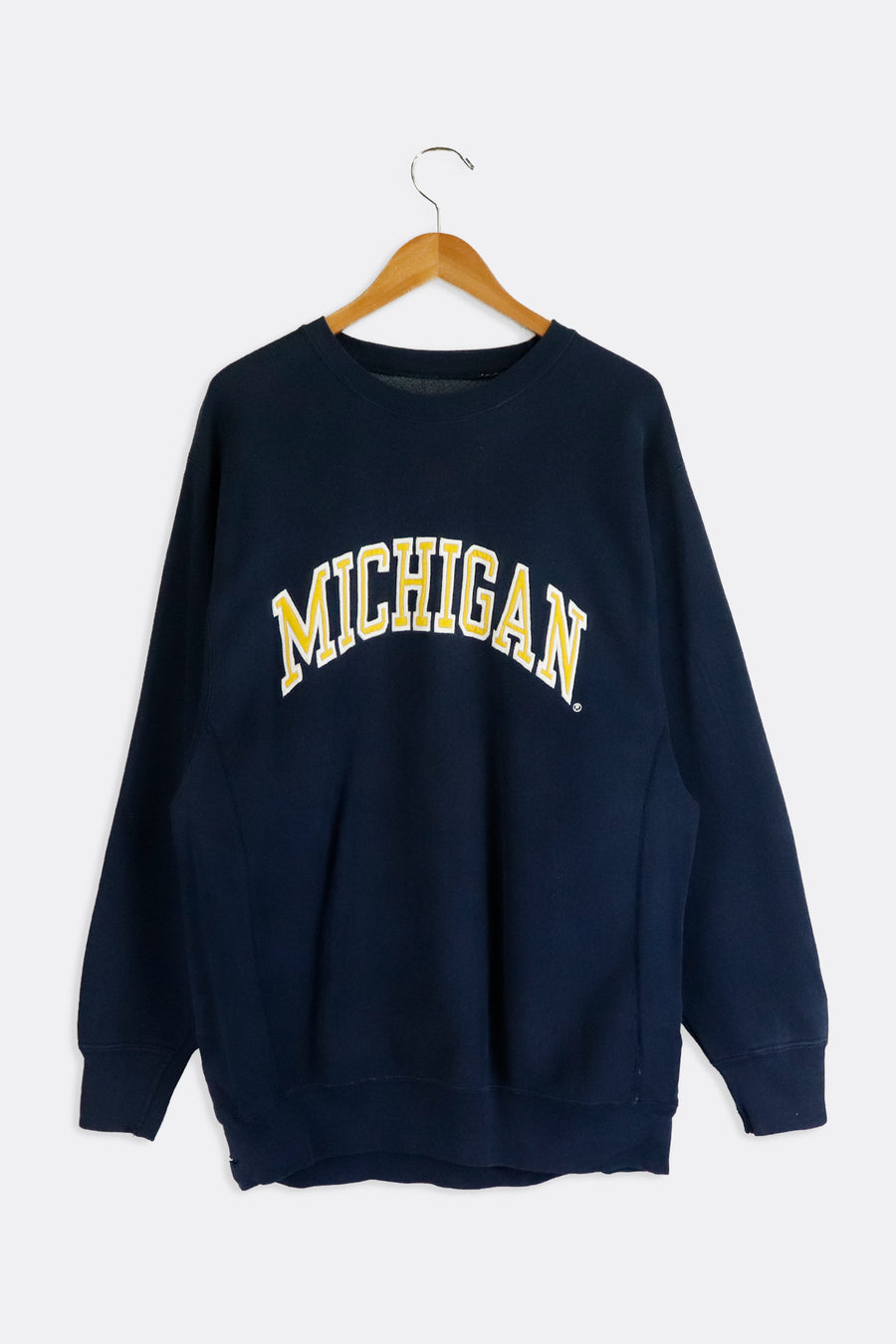 Vintage Michigan State Yellow Bold Embroidery Patch Sweatshirt Sz XL