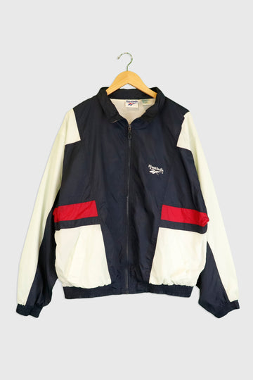 Vintage Reebok Full Zip Embroidered Logo Windbreaker Sz L