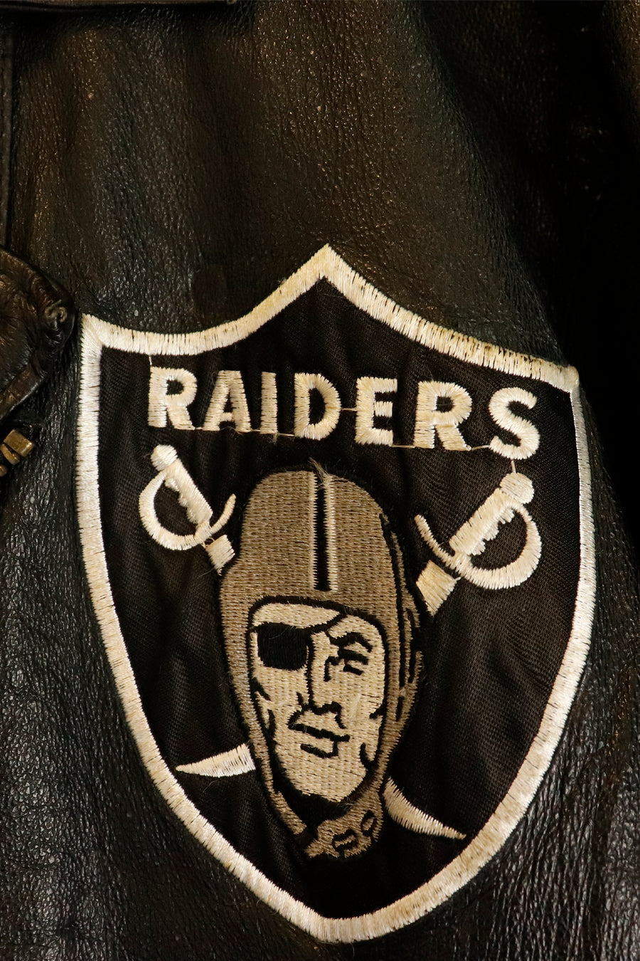 Vintage NFL Raiders Leather Motorcycle Jacket Sz M