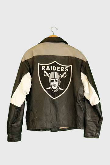 Vintage NFL Raiders Leather Motorcycle Jacket Sz M