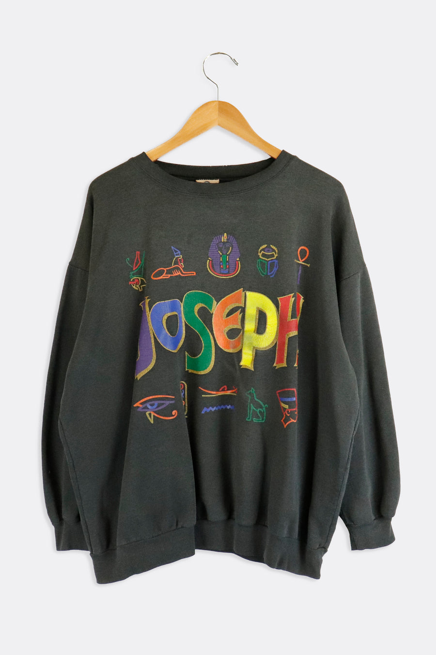 Vintage 1991 Josheph Egyptian Hyroglyph Vinyl Graphic Sweatshirt Sz XL
