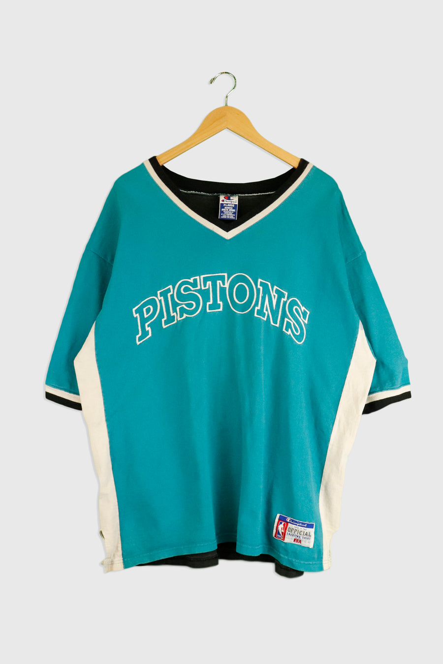 Vintage Champion NBA Pistons Embroidered T Shirt Sz XL