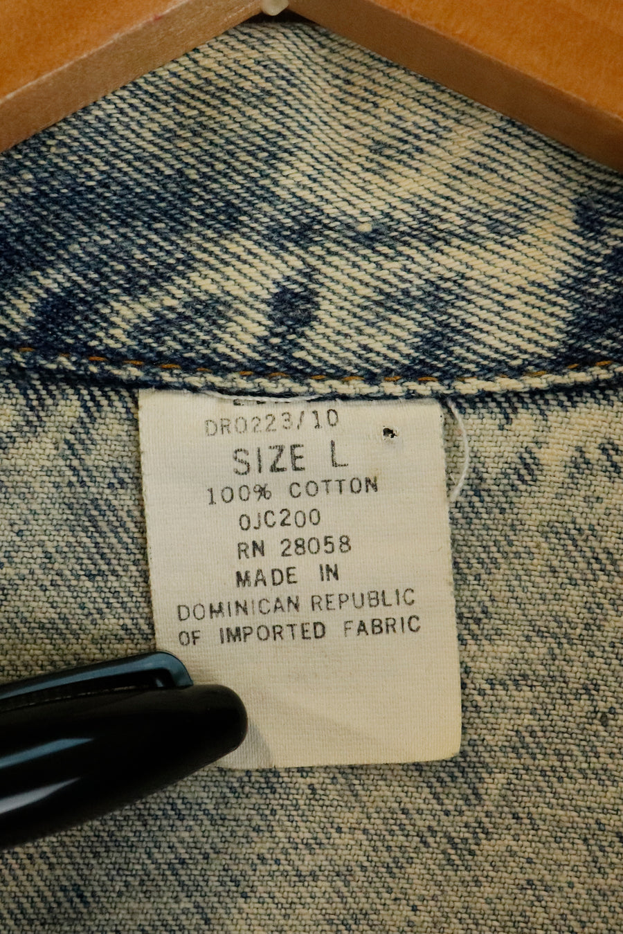 Vintage Acid Wash New York Studded Collar Denim Jacket Sz L