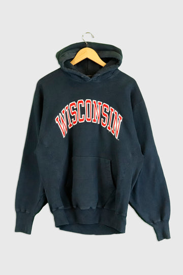 Vintage Wisconsin Embroider Patched Hoodie Sz L