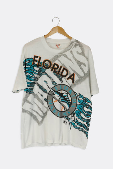 Vintage 1993 MLB Florida Marlins AOP T Shirt Sz XL