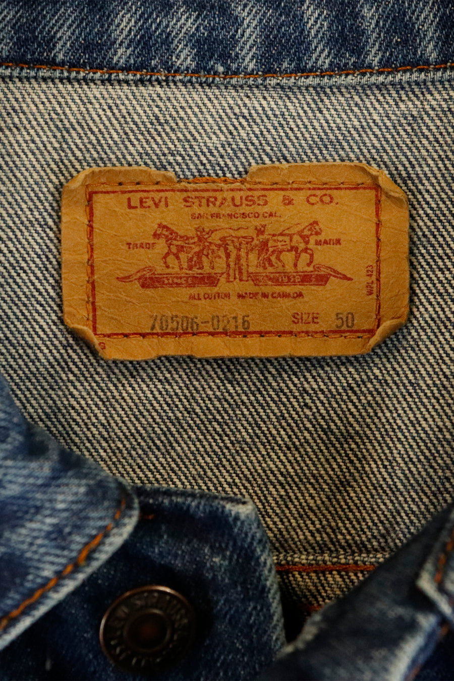 Vintage Levi Brand Denim Side Pocket Jacket Sz XL
