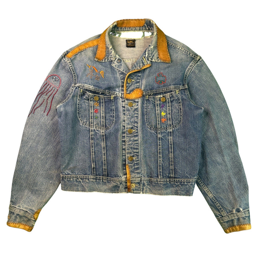 Lee 101-J Hippie Custom Jacket folk Art Denim 60s Woodstock size 44 Jacket OTHER 