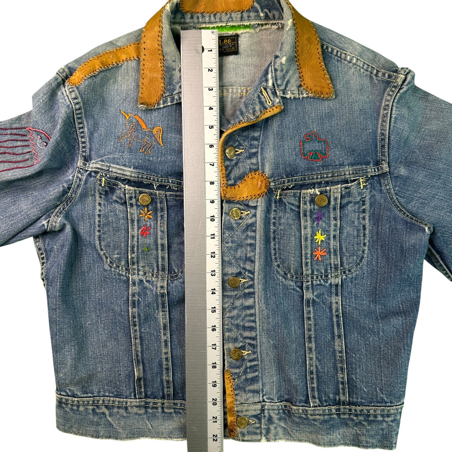 Lee 101-J Hippie Custom Jacket folk Art Denim 60s Woodstock size 44 Jacket OTHER 