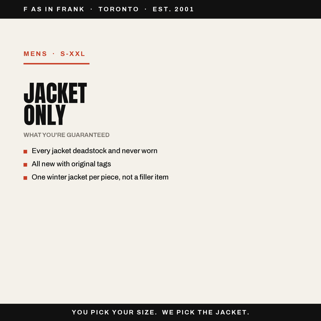 Deadstock Y2K mens winter jacket mystery box, never worn with original tags