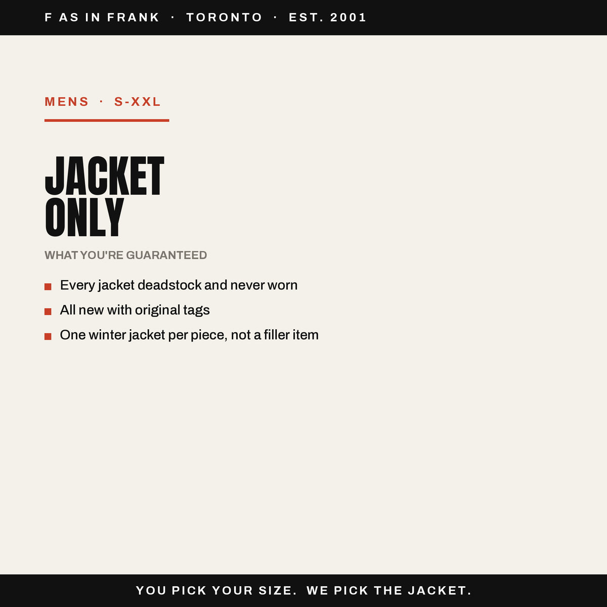 Deadstock Y2K mens winter jacket mystery box, never worn with original tags