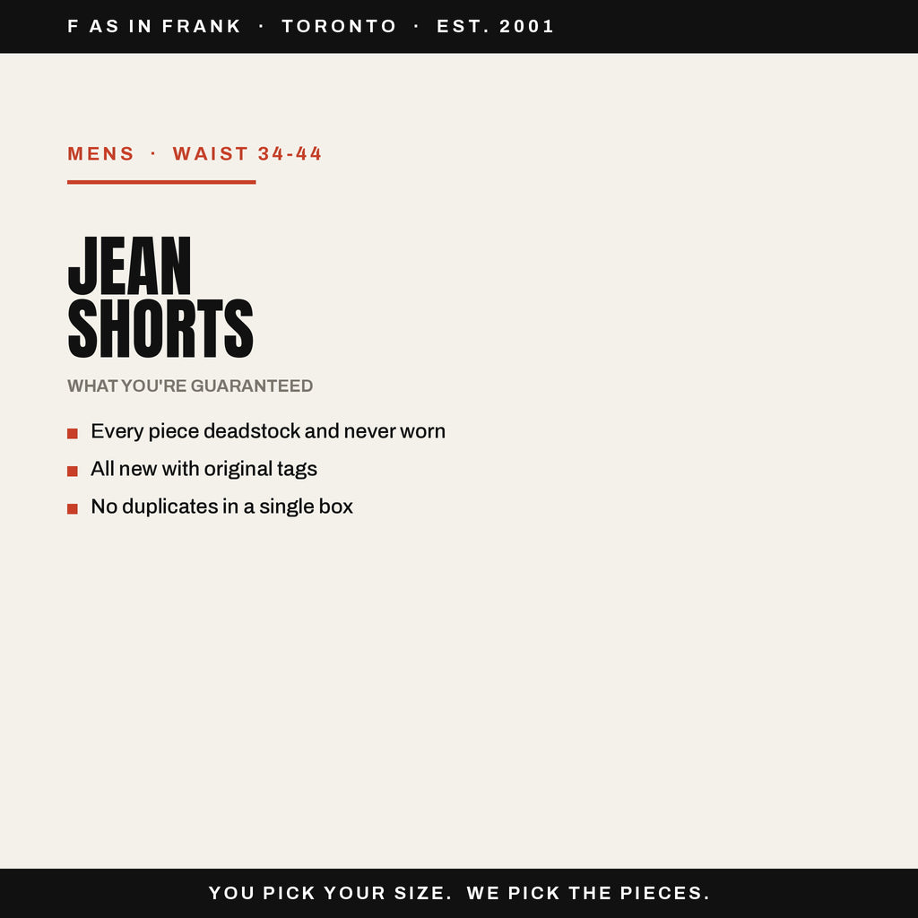 Deadstock Y2K mens jean shorts mystery box, never worn with original tags