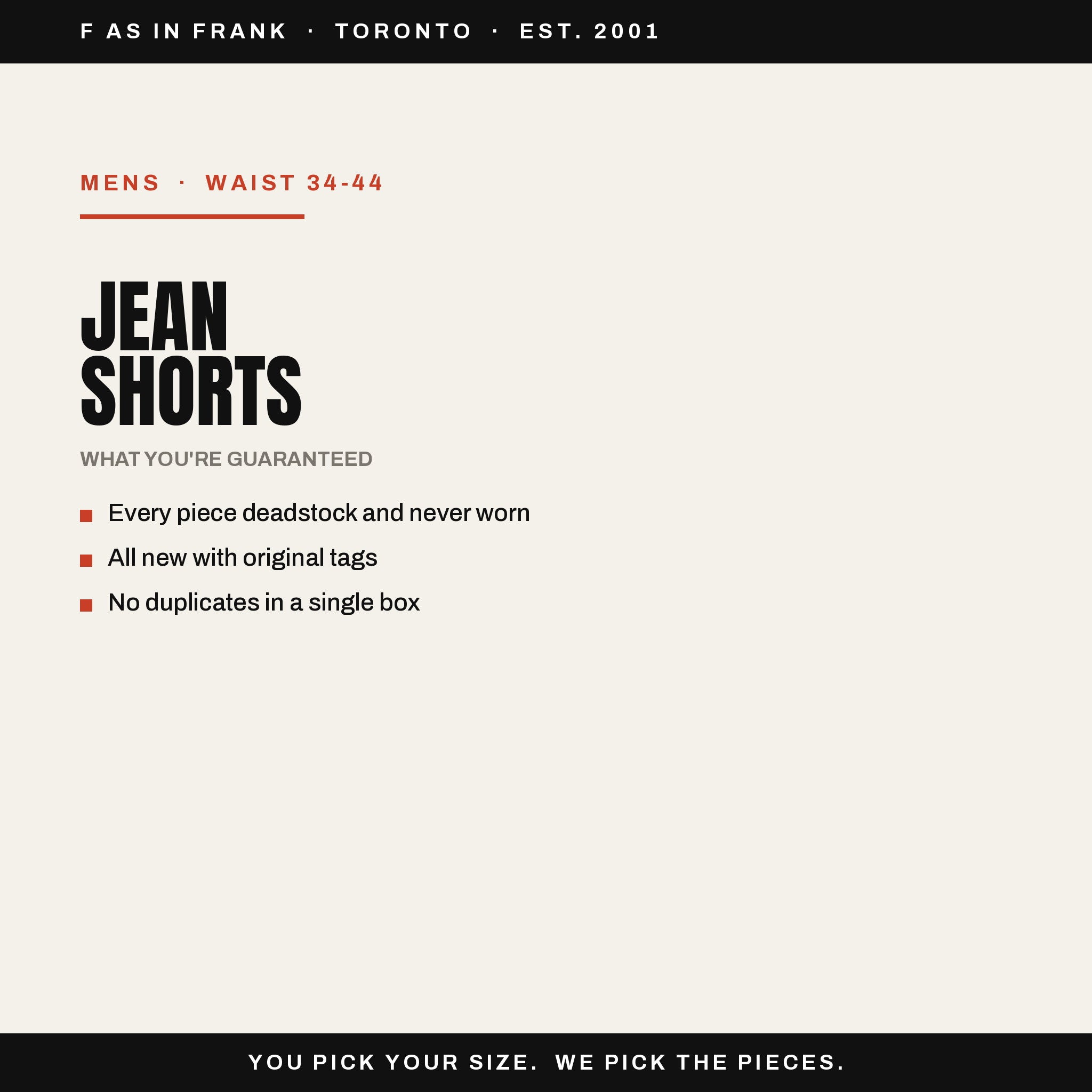 Deadstock Y2K mens jean shorts mystery box, never worn with original tags