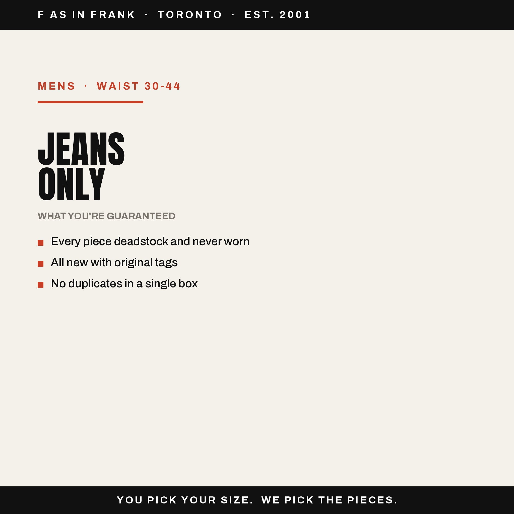 Deadstock Y2K mens jeans mystery box, never worn with original tags