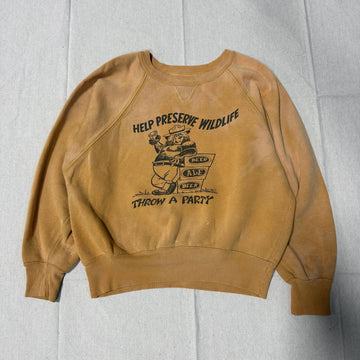 Vintage 60s Smokey the Bear Fraternity Party Crewneck Sweatshirt Size Large Single V FAIF.CA 