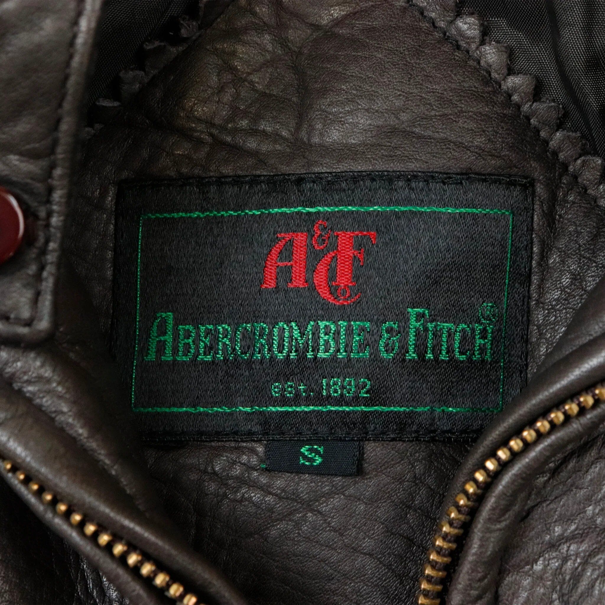 Vintage 80s Abercrombie And Fitch G1 Bomber Leather Jacket Size S Fur collar Abercrombie & Fitch 