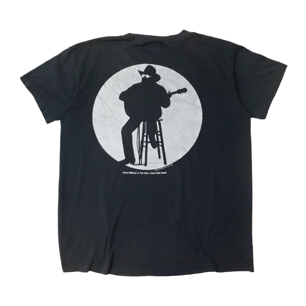 Vintage 80s Hank Williams Jr. Lone Wolf Tour Graphic T-Shirt Size XL Hanes 