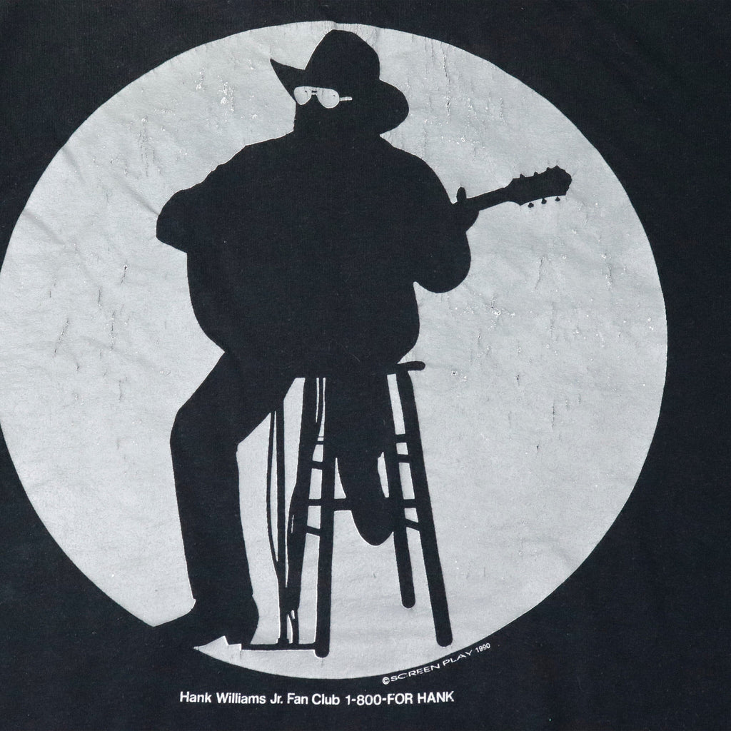Vintage 80s Hank Williams Jr. Lone Wolf Tour Graphic T-Shirt Size XL Hanes 
