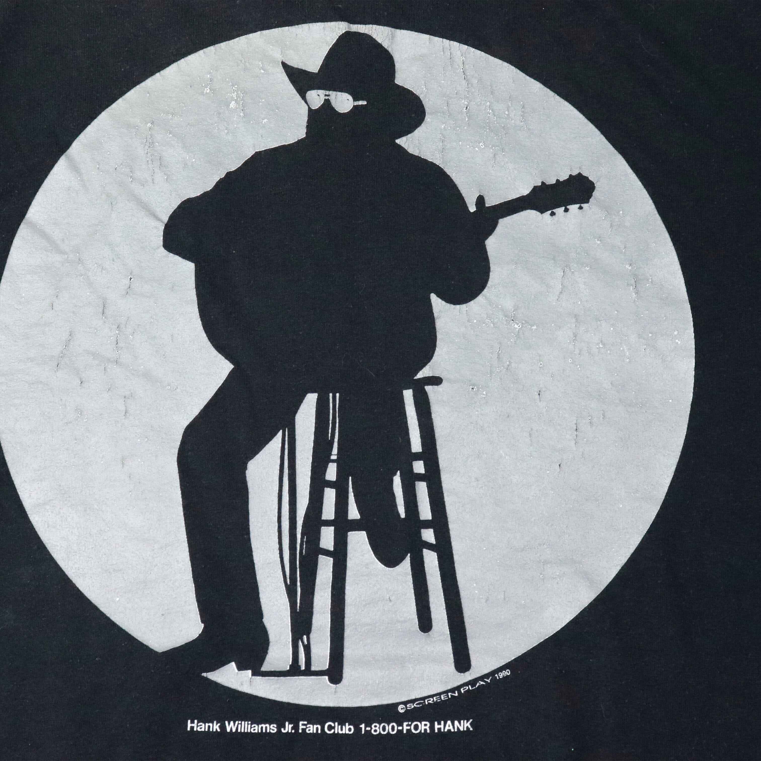 Vintage 80s Hank Williams Jr. Lone Wolf Tour Graphic T-Shirt Size XL Hanes 