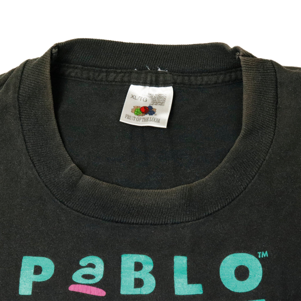 Vintage 90s Pablo Abstract Face Graphic Computer Program T-Shirt Size XL Fruit of the Loom 