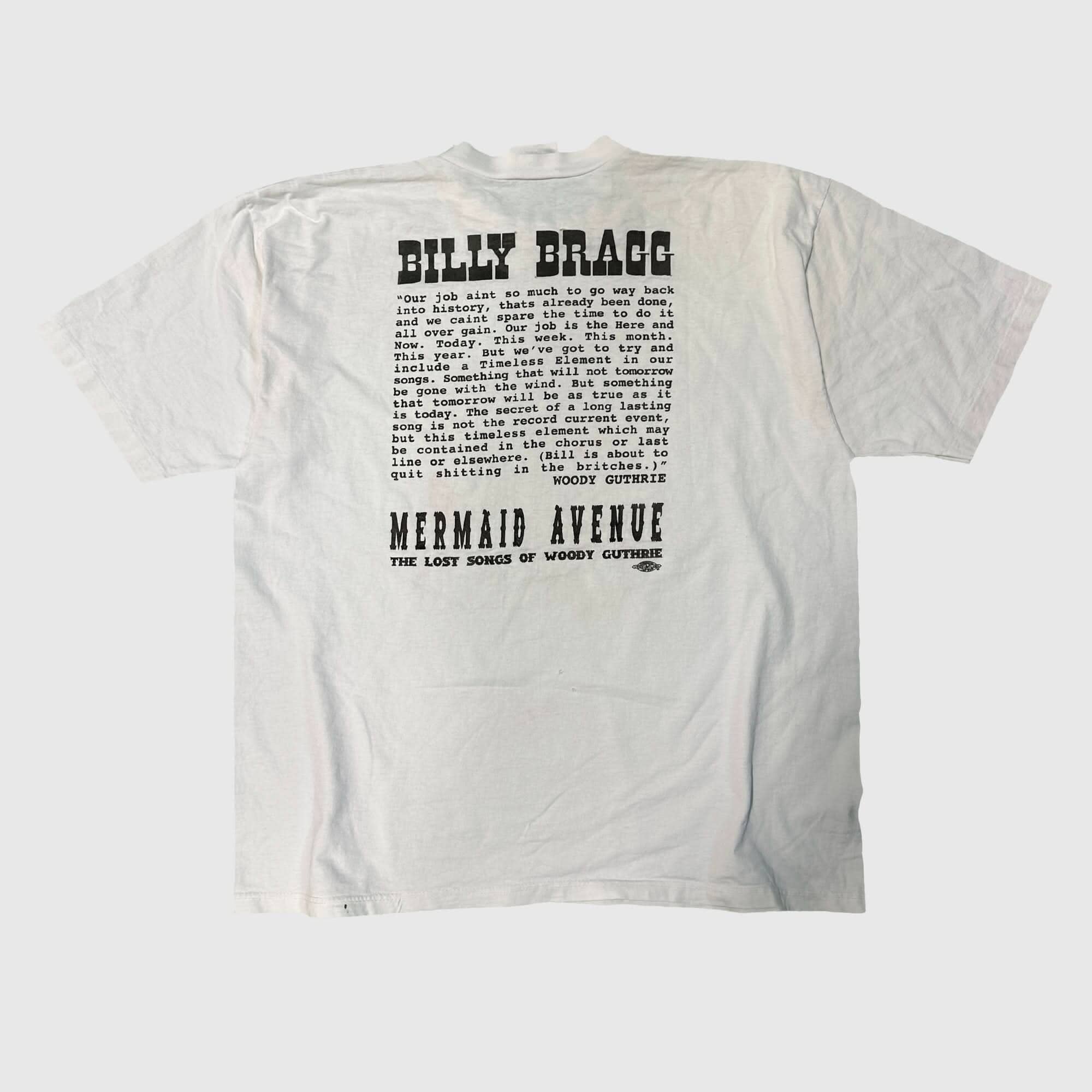 Vintage Billy Bragg Mermaid Avenue Woody Guthrie Graphic T-Shirt Size Large FAIF.CA 