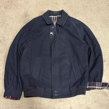 Vintage Burberrys Plaid-Lined Wool Bomber Jacket Size L 80s Authentic FAIF.CA 