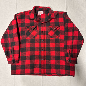 Vintage Champion Canadian Red Black Buffalo Plaid Flannel Shirt Size XL FAIF.CA 