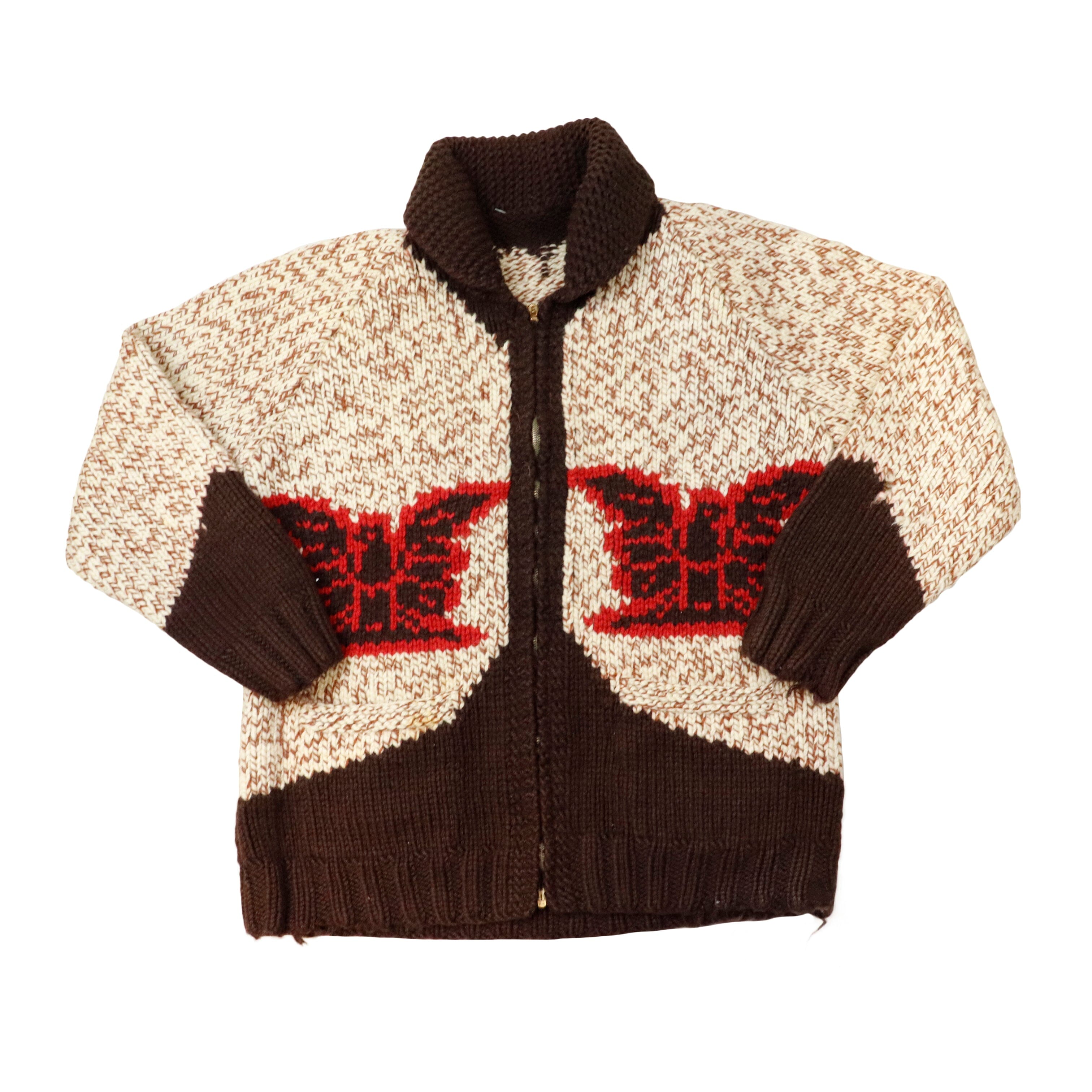 Vintage Eagle Cowichan Brown Red Knit Sweater Other 
