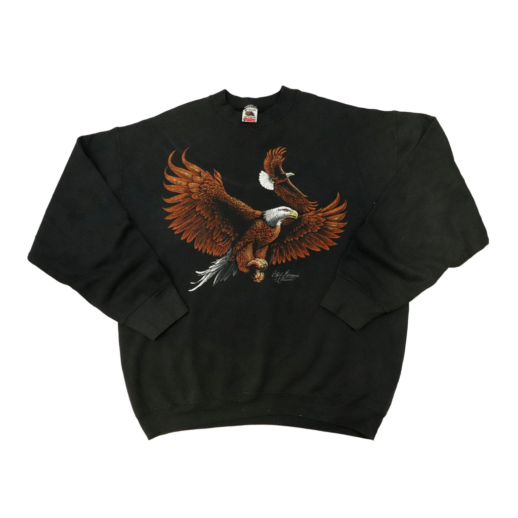Vintage Fruit Of The Loom Eagle Black Crewneck Size XL Fruit of the Loom 