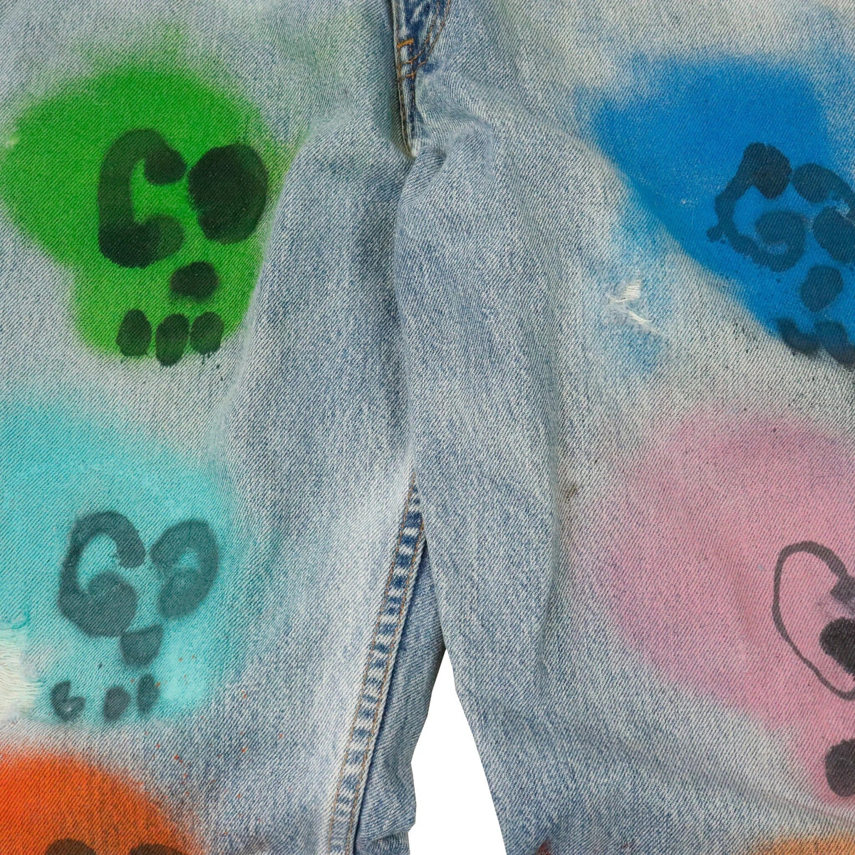 Vintage Gucci Ghost Trevor Andrew Custom Levis Blue Denim Painted Jeans Levi's 