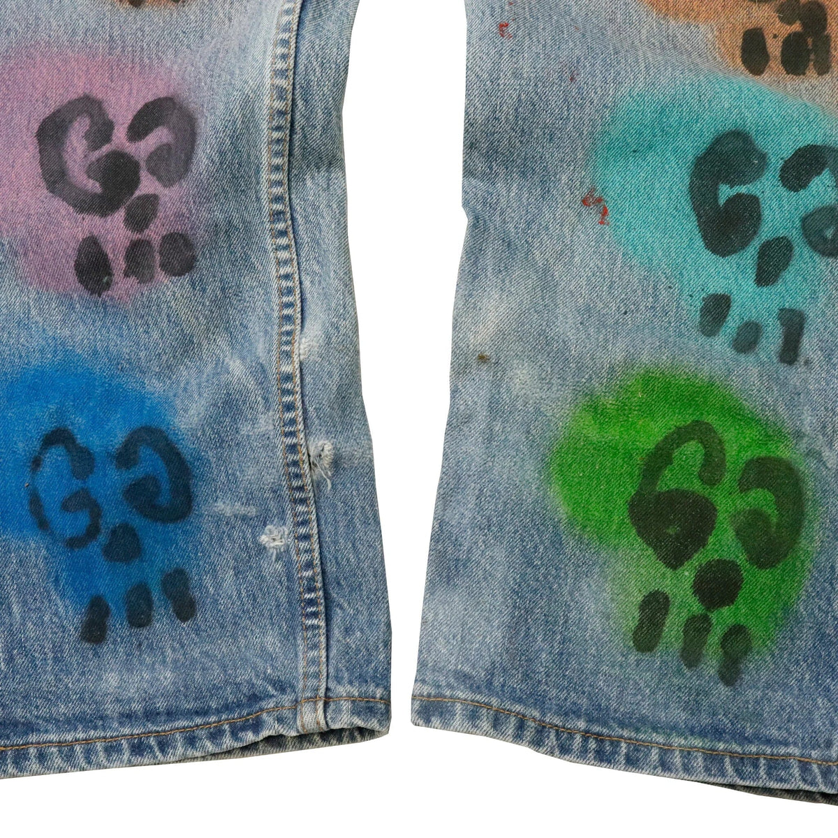Vintage Gucci Ghost Trevor Andrew Custom Levis Blue Denim Painted Jeans Levi's 