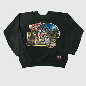 Vintage Harley-Davidson Running with the Pack Wolf Graphic Sweatshirt Size L FAIF.CA 