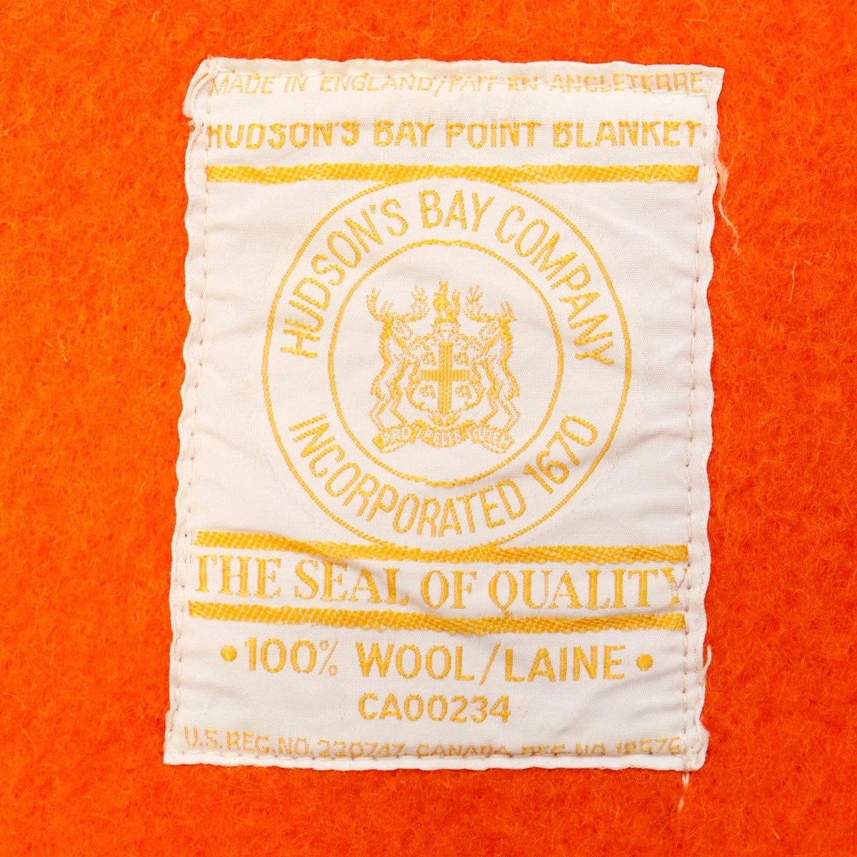 Vintage Hudsons Bay Wool Tango Orange 3.5 Point Blanket RARE 50s