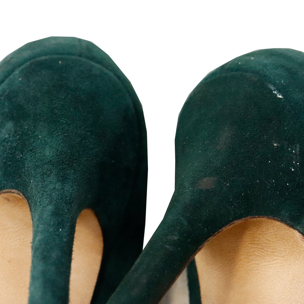 Vintage Jimmy Choo Heels Green Velvet Size 37.5 Jimmy Choo 