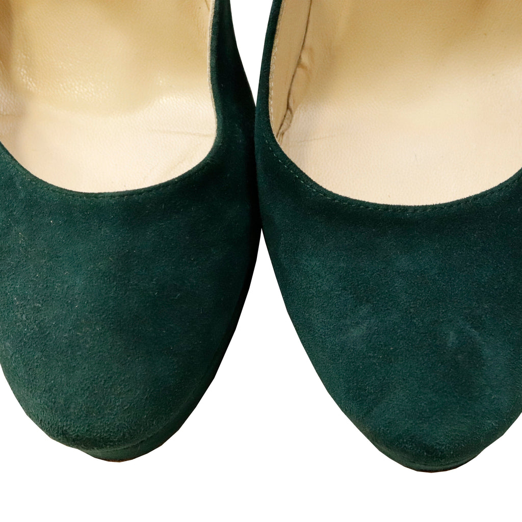 Vintage Jimmy Choo Heels Green Velvet Size 37.5 Jimmy Choo 