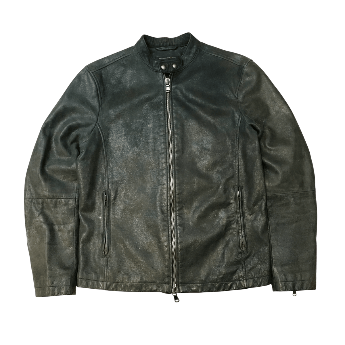 Vintage Jonh Varvatos Leather Black Jacket Size M John Varvatos 