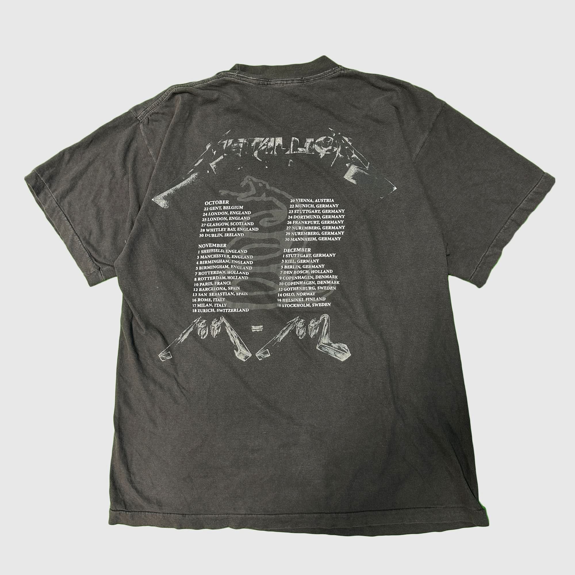 Vintage Metallica 1991 European Tour Graphic T-Shirt Size L FAIF.CA 