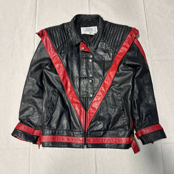 Vintage Michael Jackson Thriller Jonathan Christopher Black and Red Leather Jacket Size S FAIF.CA 