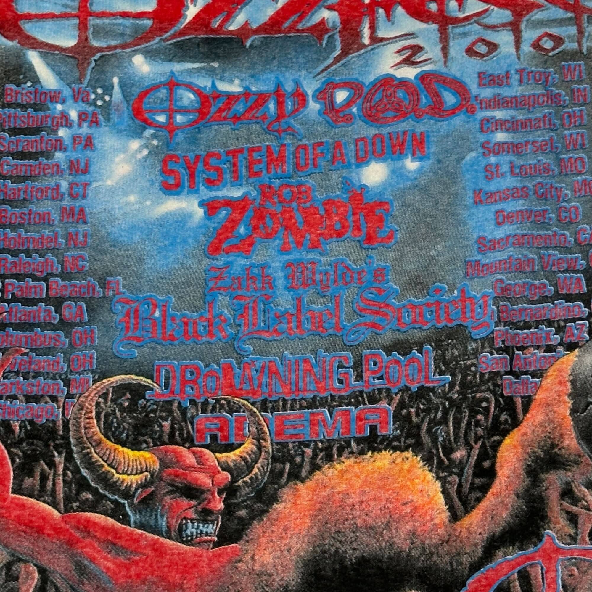 Vintage Ozzy Osbourne 2002 Tour Devil Graphic T-Shirt Size XL Ozzfest FAIF.CA 