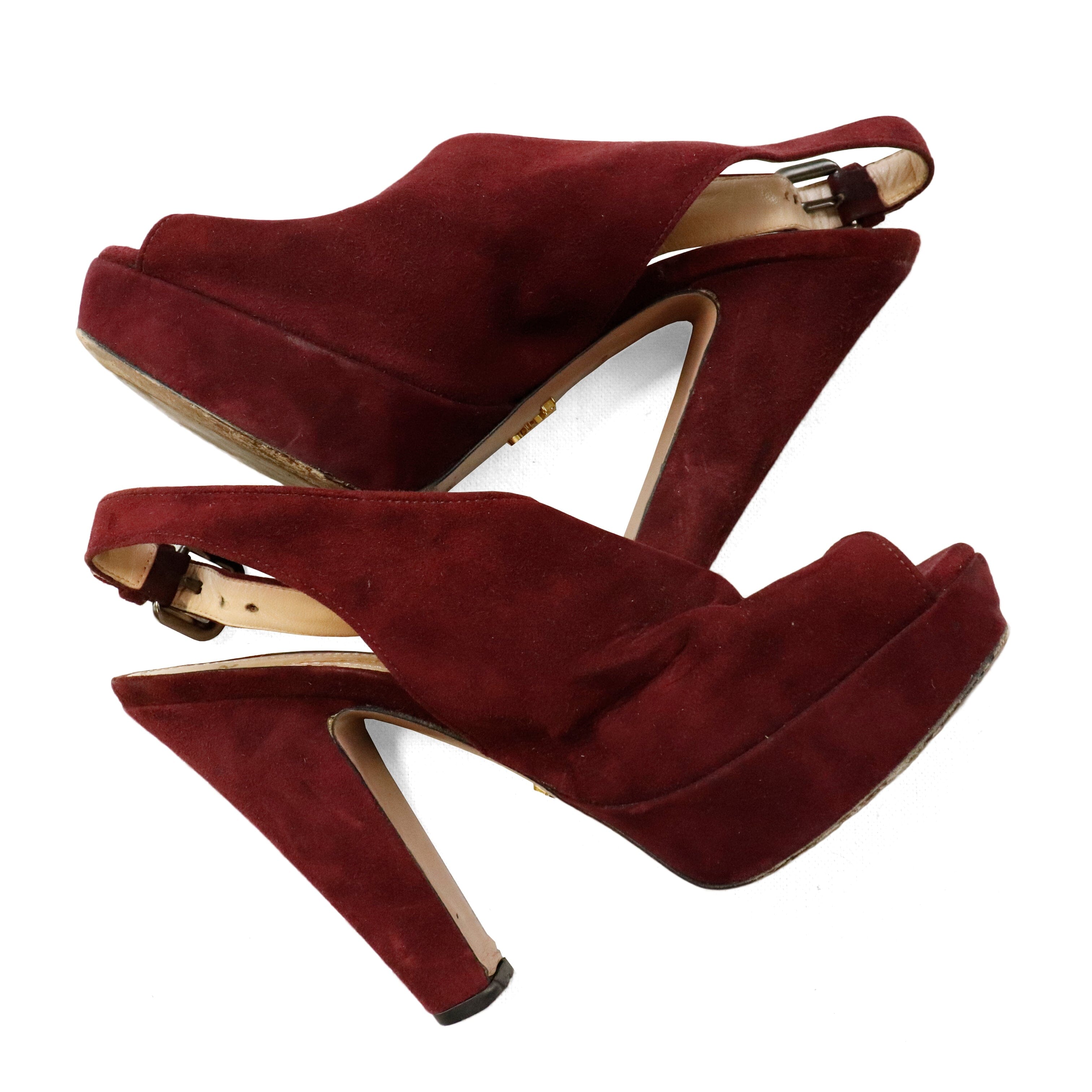 Vintage Prada Red Velvet Heels Size 35.5 Prada 
