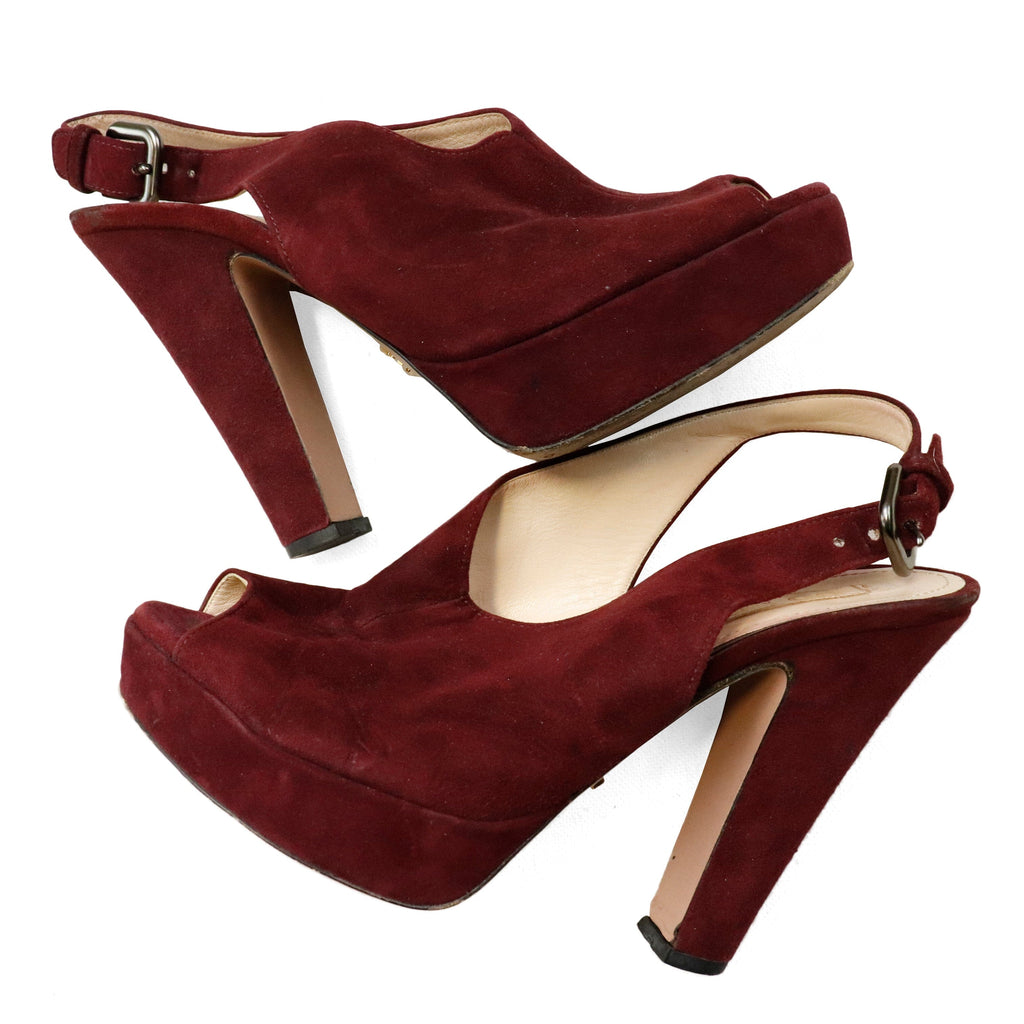 Vintage Prada Red Velvet Heels Size 35.5 Prada 