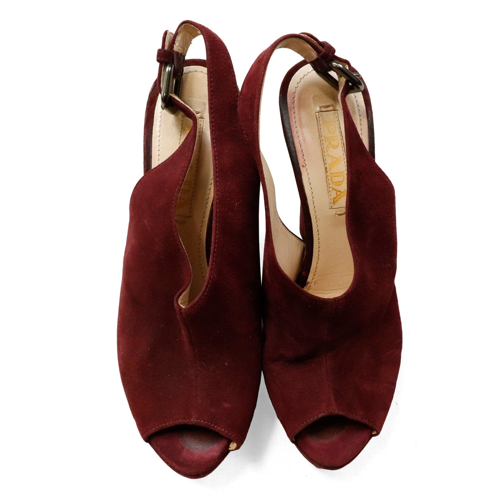 Vintage Prada Red Velvet Heels Size 35.5 Prada 