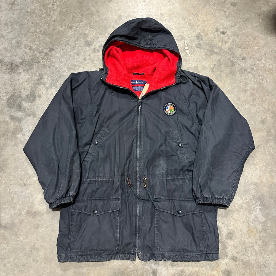 Vintage Ralph Lauren Polo 1989 Cookie Patch Black Parka Jacket Sz L jacket POLO RALPH LAUREN 