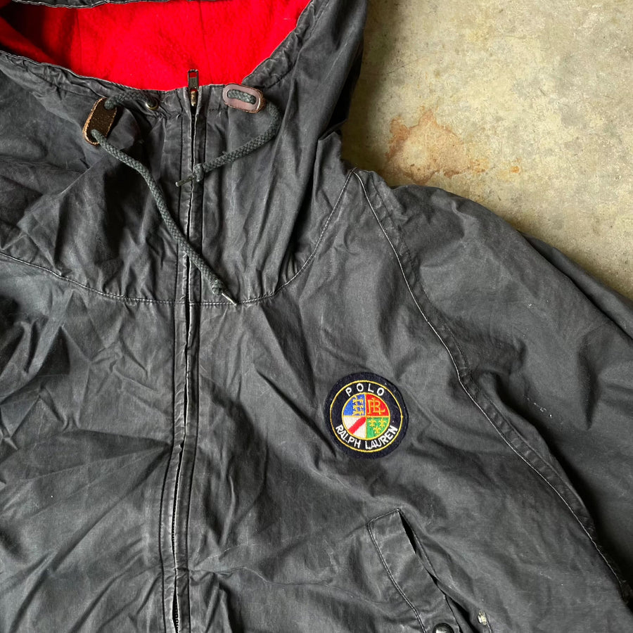 Vintage Ralph Lauren Polo 1989 Cookie Patch Black Parka Jacket Sz L jacket POLO RALPH LAUREN 