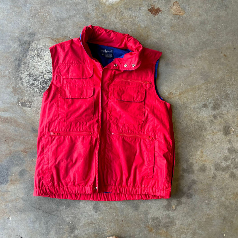 Vintage Ralph Lauren Polo 80s Red Utility Vest Sz M vest POLO RALPH LAUREN 