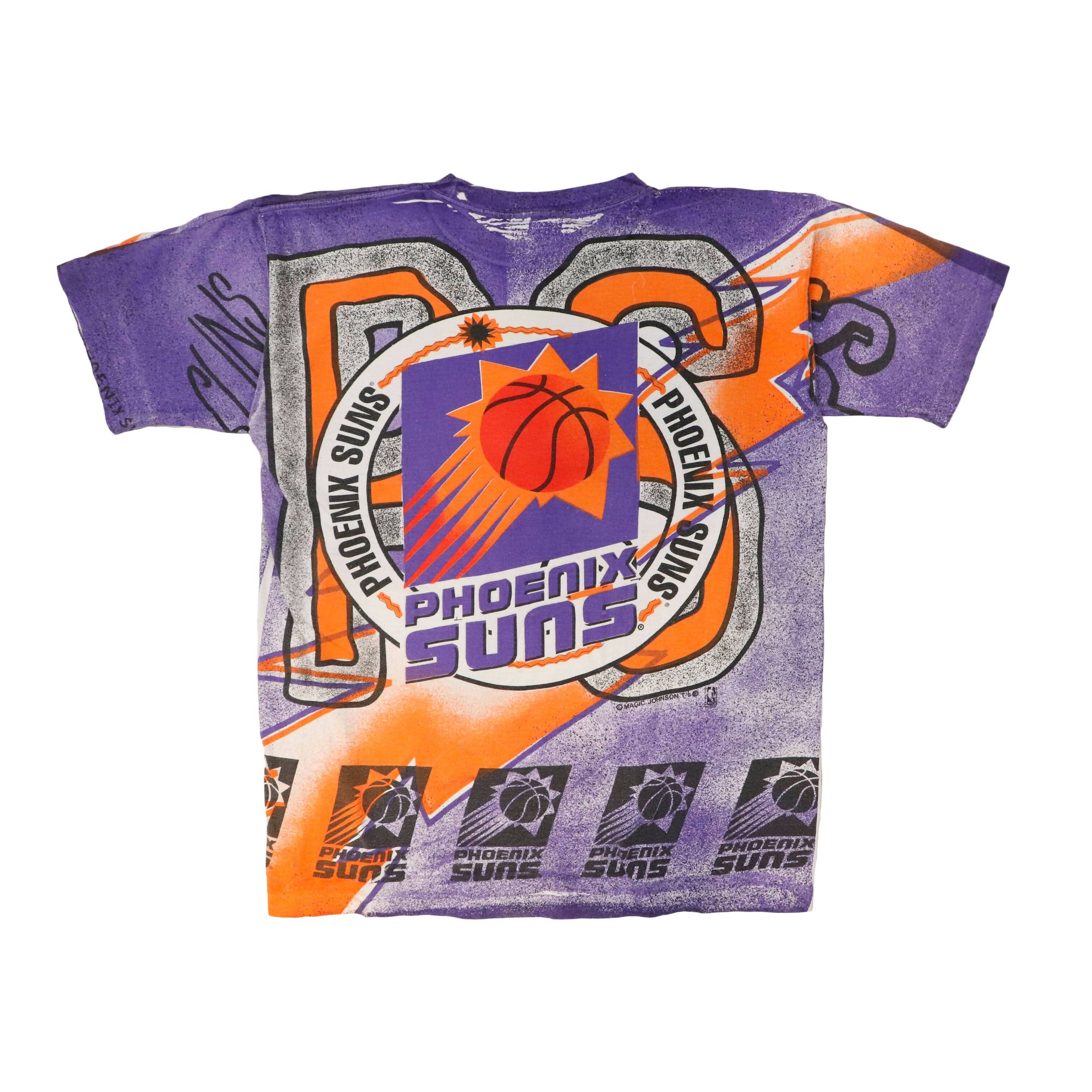 Vintage RITZ Phoenix Suns All Over Print Graphic T-Shirt Size L FAIF.CA 
