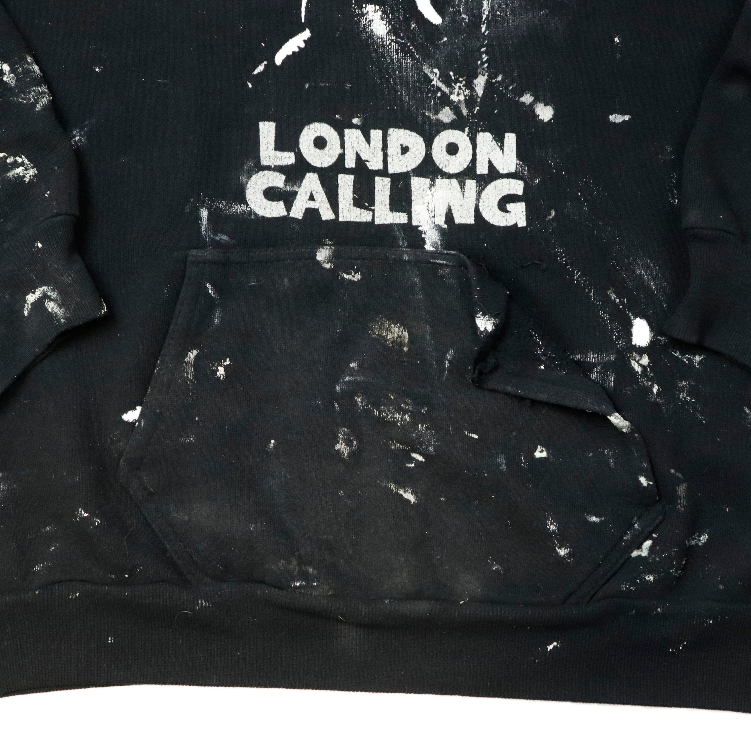Vintage The Clash London Calling Graphic Hoodie Size Large Distressed Ash 