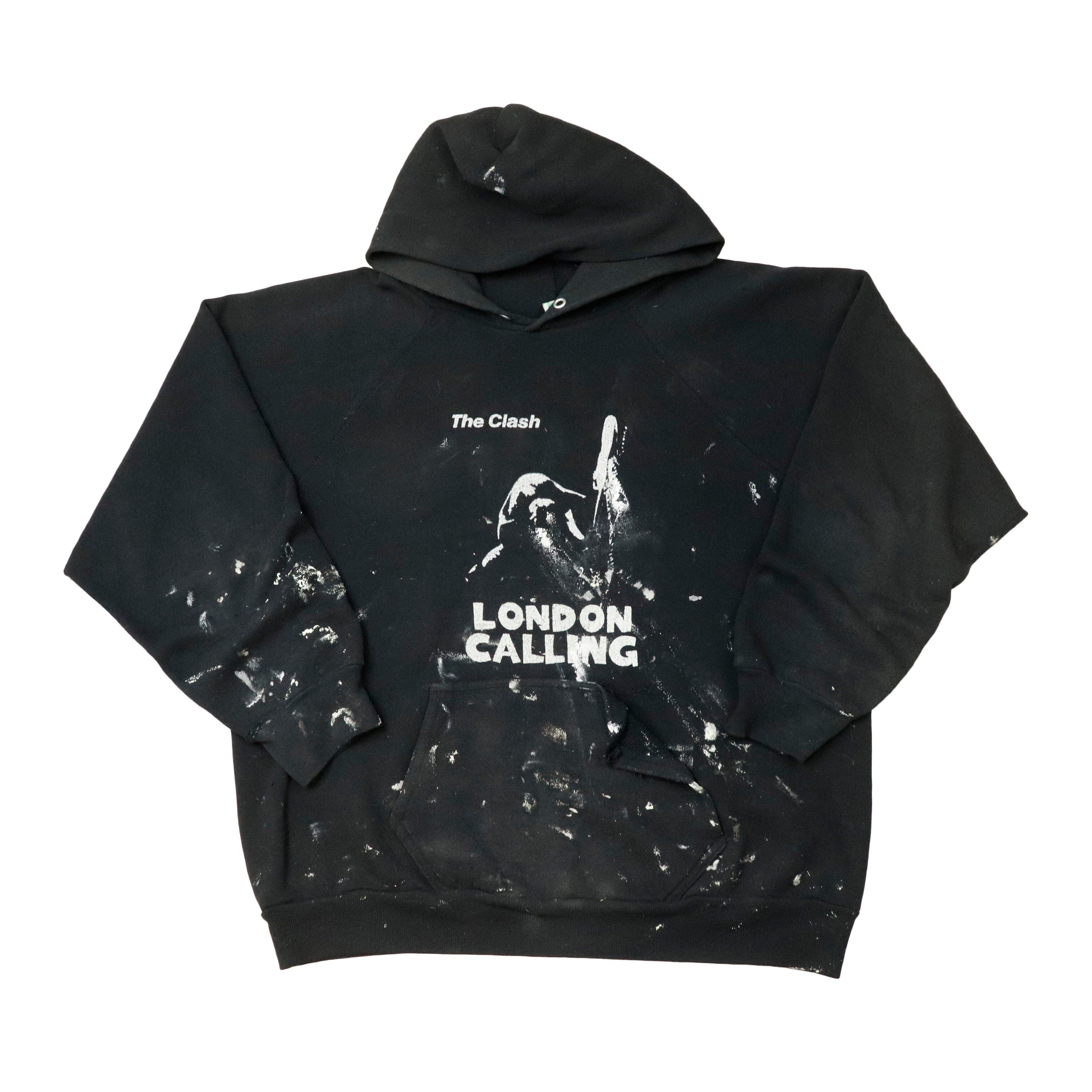 Vintage The Clash London Calling Graphic Hoodie Size Large Distressed Ash 