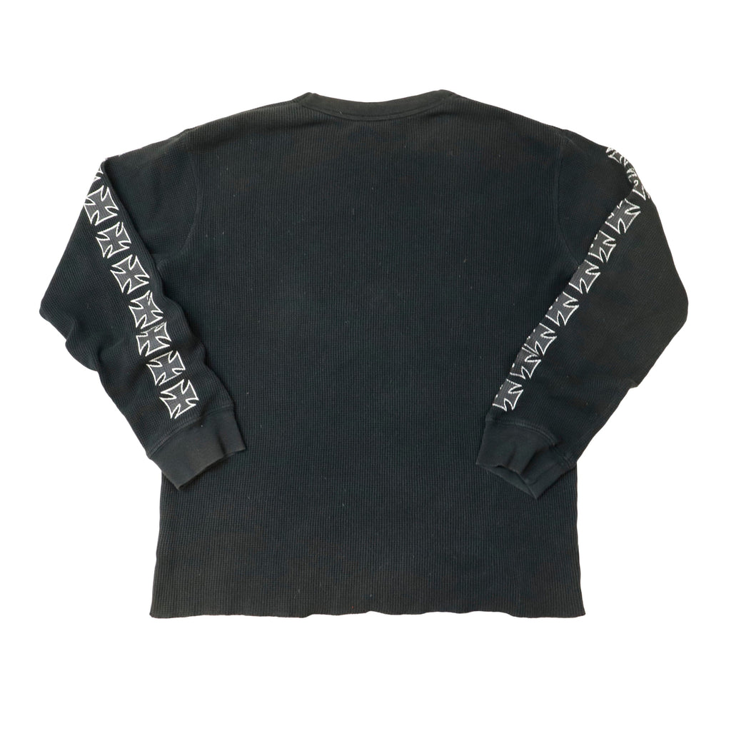 Vintage Third Rail Iron Cross Graphic Thermal Long Sleeve Shirt Size M R 