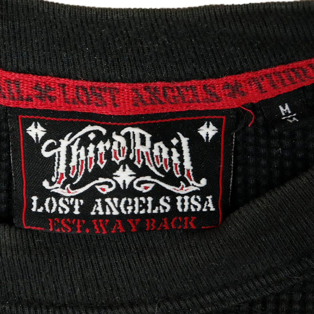 Vintage Third Rail Iron Cross Graphic Thermal Long Sleeve Shirt Size M R 